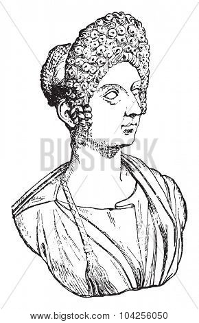Flavia Julia Titi, daughter of Titus, vintage engraved illustration.