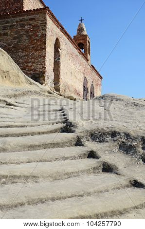 Steps Carved In The Rock, Leading To The Church In The Cave City Of Uplistsikhe, Georgia.