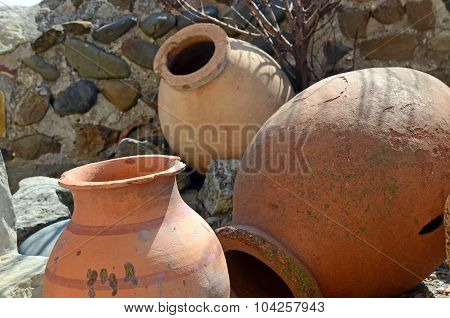Kvevri - Ancient Clay Vessels For Wine In The Cave City Uplistsikhe, Georgia