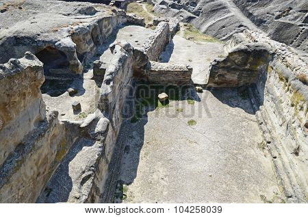 Former Rooms Of Old Cave City Uplistsikhe Inhabitants In Caucasus Region, Georgia.
