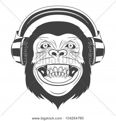 Monkey with headphones