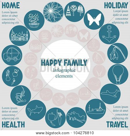 Infographic Elements With Text Happy Familiy-stock Vector.