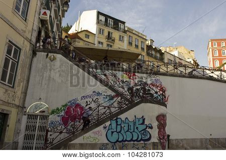 The Staircase From Rossio Station To Calcada Do Duque