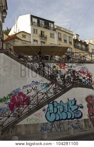 The Staircase From Rossio Station To Calcada Do Duque