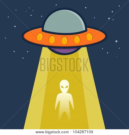 Space Ship Transfering An Alien