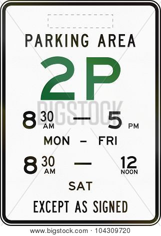 Two Hour Parking Area In Australia