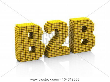 B2B Business Abbreviation With Pixel Effect On White Background