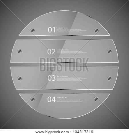 Glass Circle Divided To Four Separate Parts On Grey
