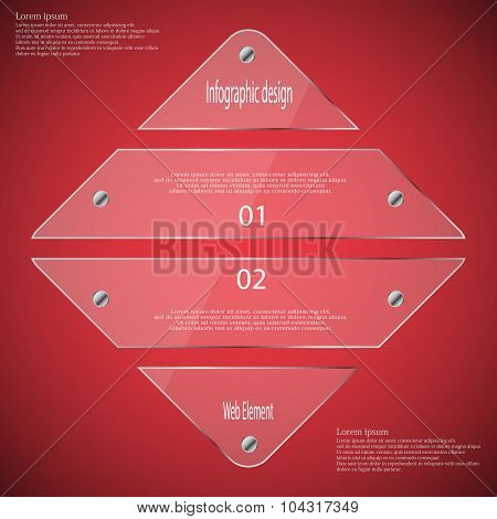 Glass Rhombus Template Divided To Four Parts On Red