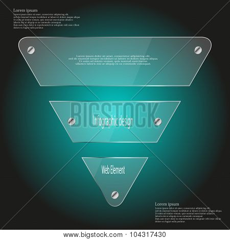 Glass Triangle Template Divided To Three Parts On Blue