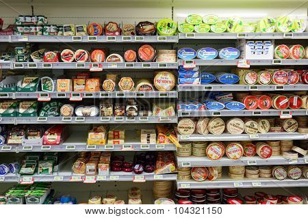 BORDEAUX, FRANCE - AUGUST 13, 2015: Simply Market interior. Simply Market is a brand of French supermarkets formed in 2005. This brand is a new concept to eventually replace Atac supermarkets