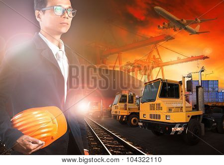 Working Man In Ship Yard And Transprtation Industry