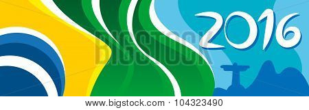Happy new year with beautiful flag of Brazil in wonderful city