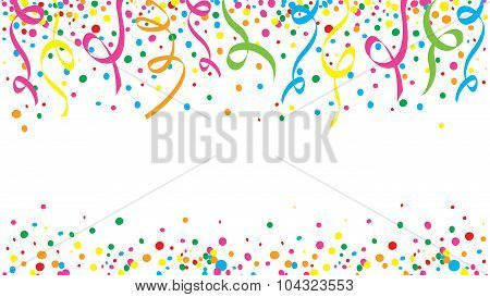 Carnival with many confetti and streamers