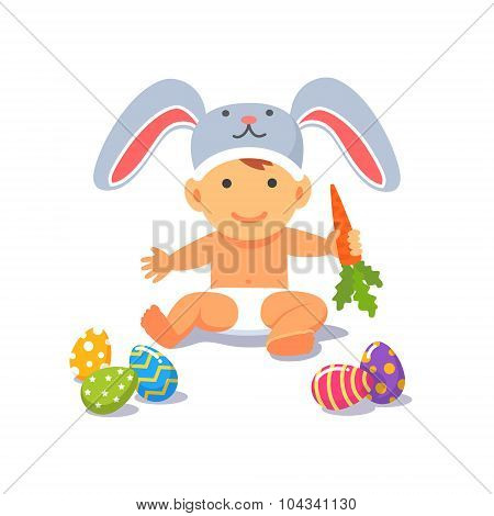 The Easter baby. Child toddler in the rabbit hat