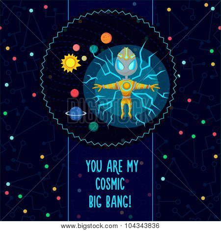 Space Vector Illustration In Style Flat About The Universe