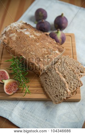 Home made fresh bread with rosemary and figs