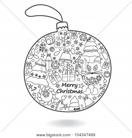 Stock Vector Christmas Decorative Isolated Boll.patchwork Design