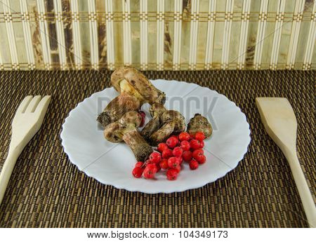 Mushrooms and rowan