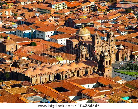 Aerial view of Cusco Cathedral