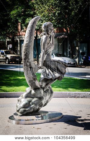 Witch Sculpture With A Broom