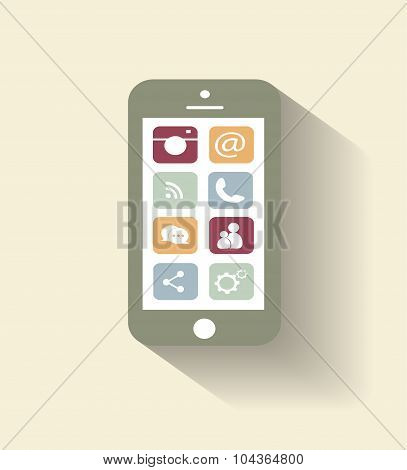 Smartphone vector with social media icons