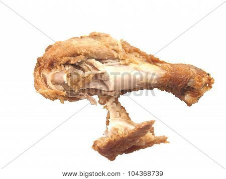 Bbq Chicken Drumstick With Bite Taken On White