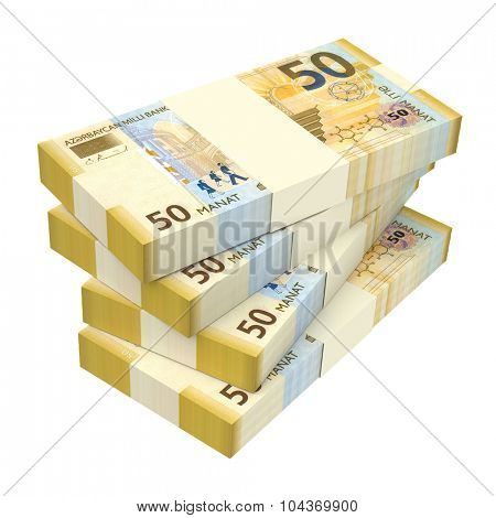 Azerbaijan manat isolated on white background. Computer generated 3D photo rendering.
