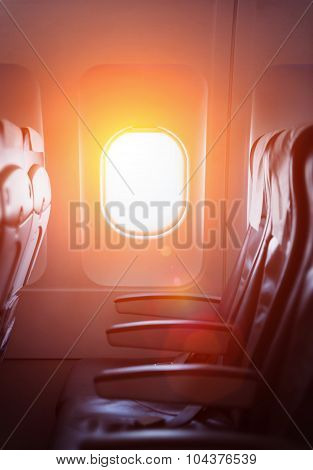 Sunlight Through Window On A Commercial Airliner Aircraft.