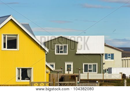 Traditional icelandic architecture at city of Grindavik
