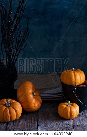 Little pumpkins on Halloween table