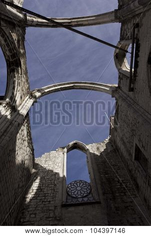 Looking Up At The Roofless Carmo Convent