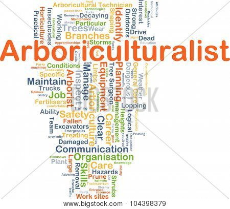 Background concept wordcloud illustration of arboriculturalist
