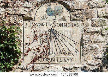 PARIS, FRANCE - SEPTEMBER 10, 2014: Old sun dial in Montmartre. Paris France