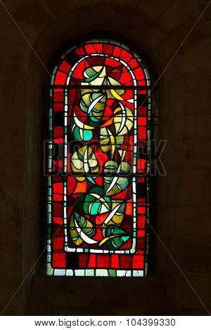 PARIS, FRANCE - SEPTEMBER 10, 2014: Paris - Stained glass in the Church of St. Peter in Montmartre