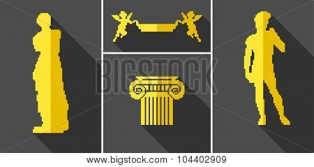 Pixel art. vector icons for design and infographics.