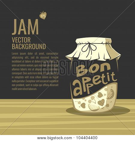 Bon Appetit. Jar Of Jam. Background For Your Text