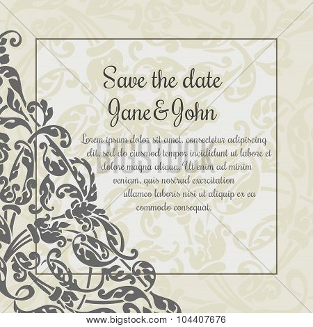 Invitation card template with flower decoration
