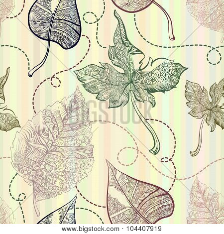 Autumn leaves seamless ornament