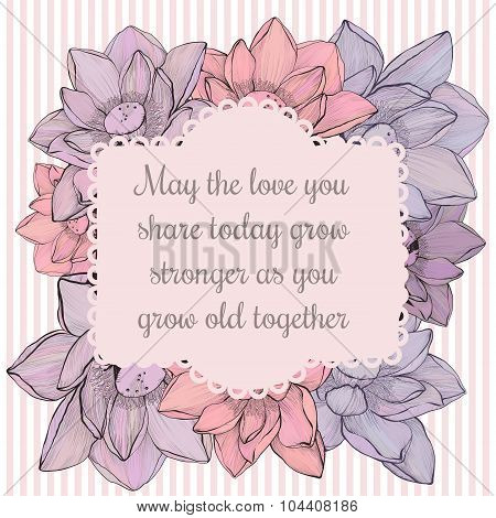 Greeting or wedding card decorated with Lotus flowers