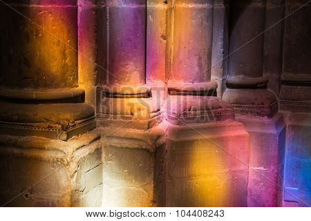 Column in colored stainded glass light Geneva