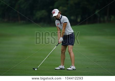 KUALA LUMPUR, MALAYSIA - OCTOBER 09, 2015: South Korea's Sun Young Yoo plays her shot on the sixth hole fairway of the KL Golf & Country Club at the 2015 Sime Darby LPGA Malaysia golf tournament.
