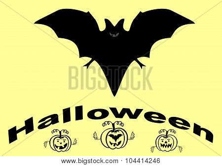 Halloveen bat and pumpkin vector illustration