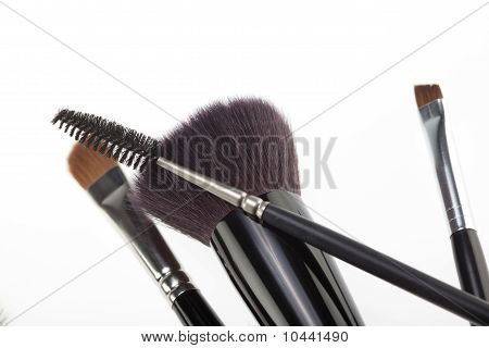 Detail Of A Random Composition With Make-up Brushes