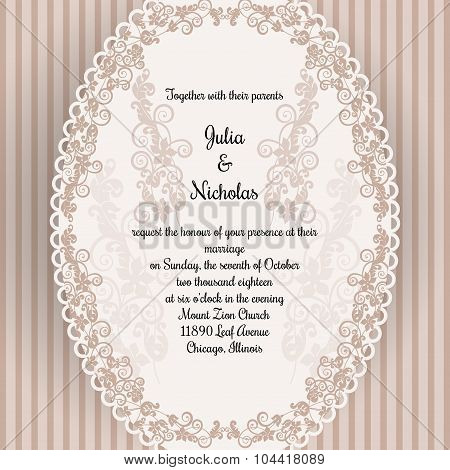 Wedding card with oval elegan design