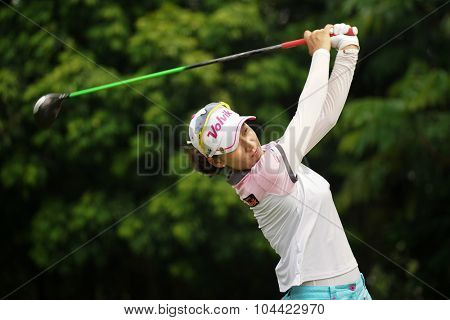 KUALA LUMPUR, MALAYSIA - OCTOBER 10, 2015: South Korea's Chella Choi tees off at the sixth hole of the KL Golf & Country Club on Round 3 day at the 2015 Sime Darby LPGA Malaysia golf tournament.