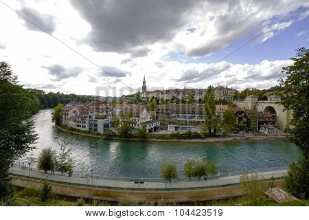 Cityscape View Of The City And The River Aare