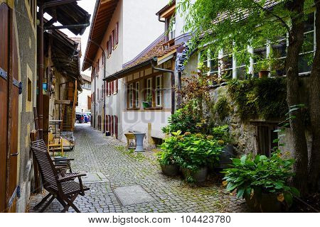 Narrow Street In Old Town Of Murten