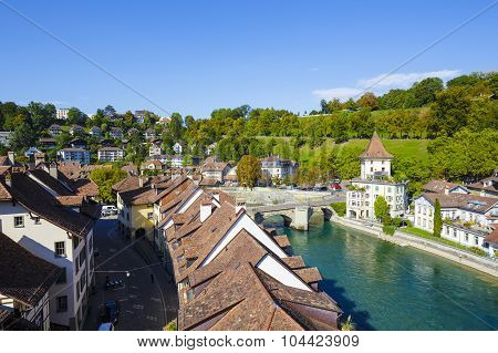 River Aare Flows Through The City Of Bern