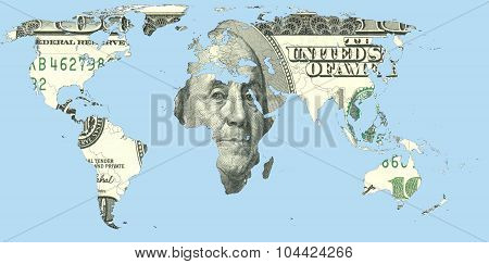 World Map Made Of Us Dollars